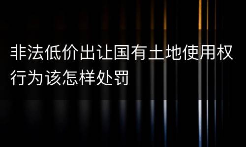 非法低价出让国有土地使用权行为该怎样处罚