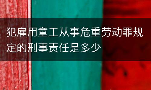 犯雇用童工从事危重劳动罪规定的刑事责任是多少