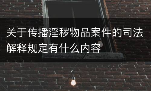 关于传播淫秽物品案件的司法解释规定有什么内容