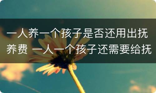 一人养一个孩子是否还用出抚养费 一人一个孩子还需要给抚养费吗