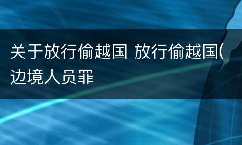 关于放行偷越国 放行偷越国(边境人员罪