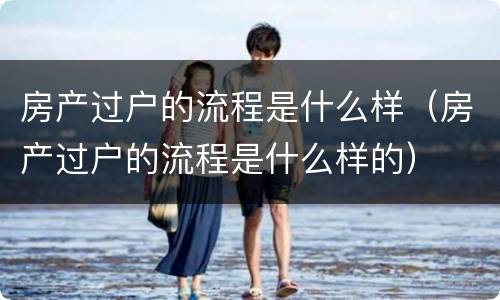 房产过户的流程是什么样（房产过户的流程是什么样的）