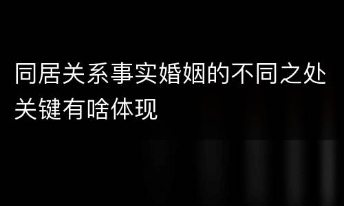 同居关系事实婚姻的不同之处关键有啥体现