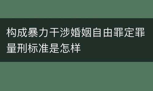 构成暴力干涉婚姻自由罪定罪量刑标准是怎样