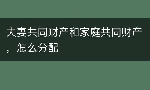 夫妻共同财产和家庭共同财产，怎么分配