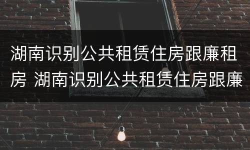 湖南识别公共租赁住房跟廉租房 湖南识别公共租赁住房跟廉租房的标准