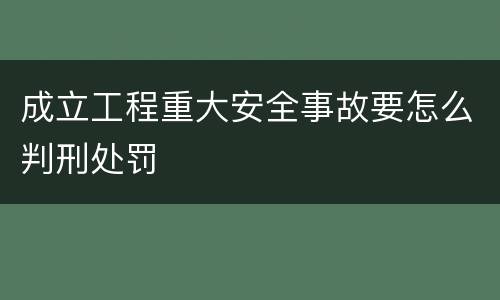 成立工程重大安全事故要怎么判刑处罚
