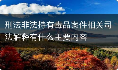 刑法非法持有毒品案件相关司法解释有什么主要内容