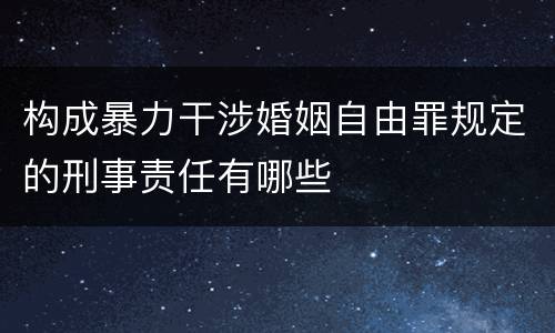 构成暴力干涉婚姻自由罪规定的刑事责任有哪些