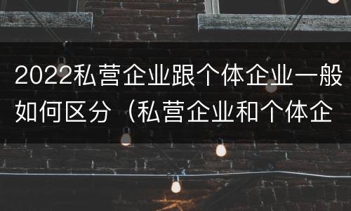2022私营企业跟个体企业一般如何区分（私营企业和个体企业的区别）