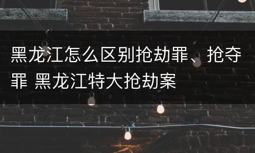 黑龙江怎么区别抢劫罪、抢夺罪 黑龙江特大抢劫案
