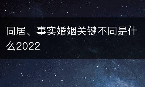 同居、事实婚姻关键不同是什么2022