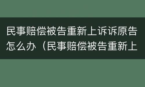 民事赔偿被告重新上诉诉原告怎么办（民事赔偿被告重新上诉诉原告怎么办）
