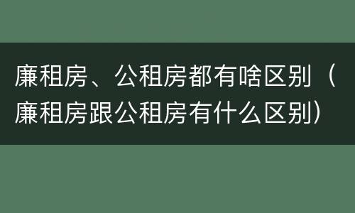 廉租房、公租房都有啥区别（廉租房跟公租房有什么区别）