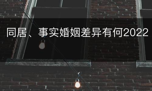 同居、事实婚姻差异有何2022