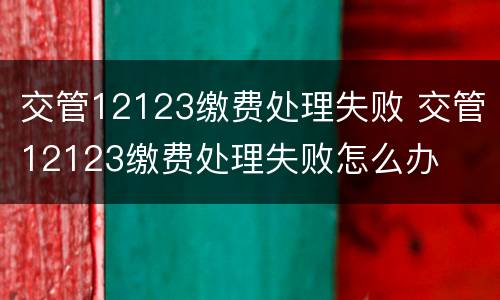 交管12123缴费处理失败 交管12123缴费处理失败怎么办