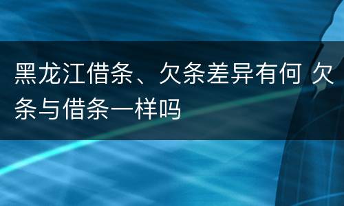 黑龙江借条、欠条差异有何 欠条与借条一样吗
