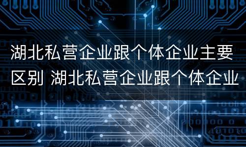 湖北私营企业跟个体企业主要区别 湖北私营企业跟个体企业主要区别在哪