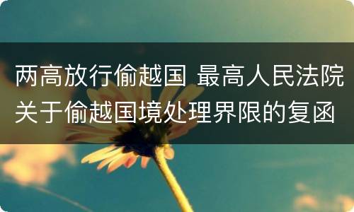 两高放行偷越国 最高人民法院关于偷越国境处理界限的复函