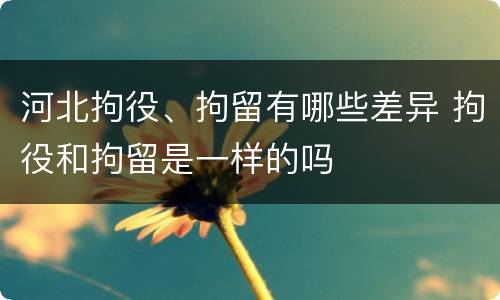 河北拘役、拘留有哪些差异 拘役和拘留是一样的吗