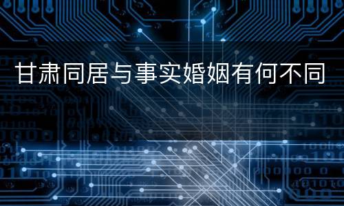 甘肃同居与事实婚姻有何不同