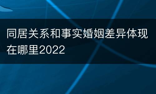 同居关系和事实婚姻差异体现在哪里2022