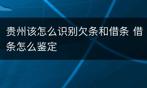 贵州该怎么识别欠条和借条 借条怎么鉴定