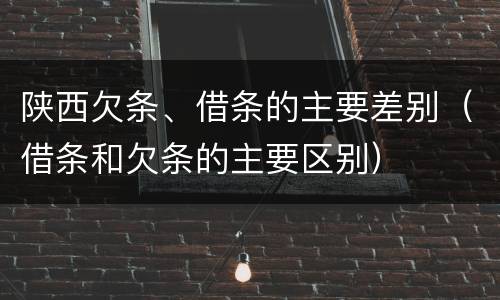 陕西欠条、借条的主要差别（借条和欠条的主要区别）
