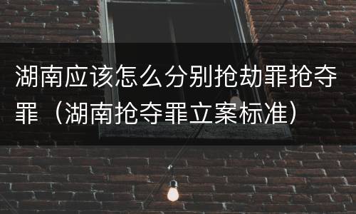 湖南应该怎么分别抢劫罪抢夺罪（湖南抢夺罪立案标准）