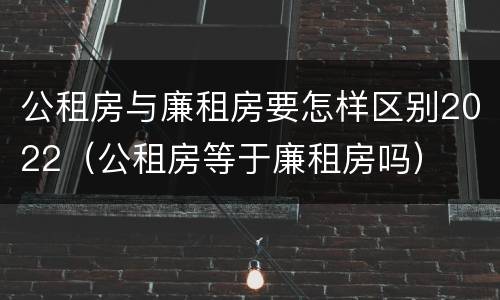 公租房与廉租房要怎样区别2022（公租房等于廉租房吗）