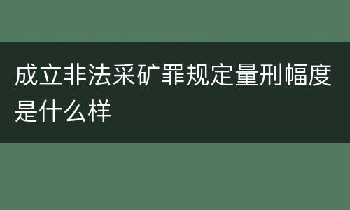 成立非法采矿罪规定量刑幅度是什么样