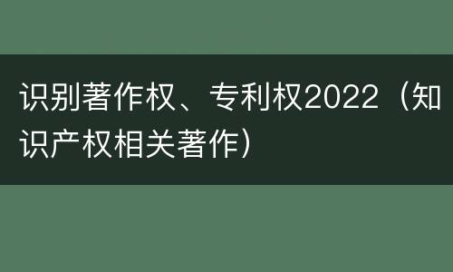 识别著作权、专利权2022（知识产权相关著作）