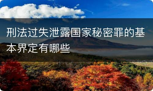 刑法过失泄露国家秘密罪的基本界定有哪些