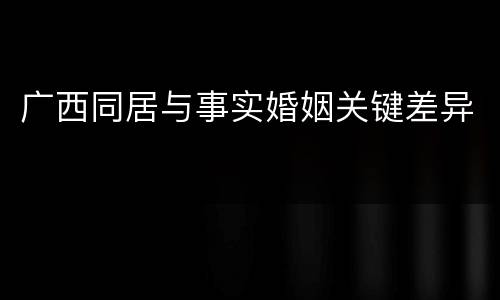 广西同居与事实婚姻关键差异
