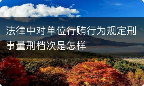 法律中对单位行贿行为规定刑事量刑档次是怎样