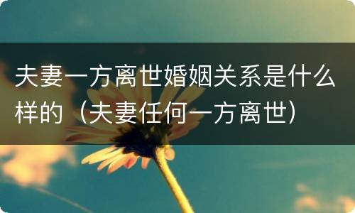 夫妻一方离世婚姻关系是什么样的（夫妻任何一方离世）