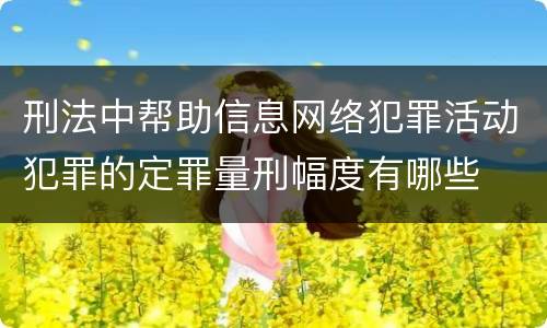 刑法中帮助信息网络犯罪活动犯罪的定罪量刑幅度有哪些