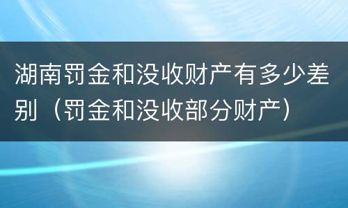 湖南罚金和没收财产有多少差别（罚金和没收部分财产）