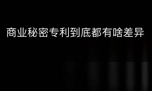 商业秘密专利到底都有啥差异