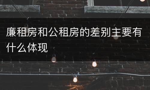 廉租房和公租房的差别主要有什么体现