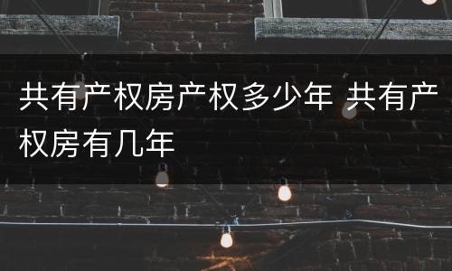 共有产权房产权多少年 共有产权房有几年