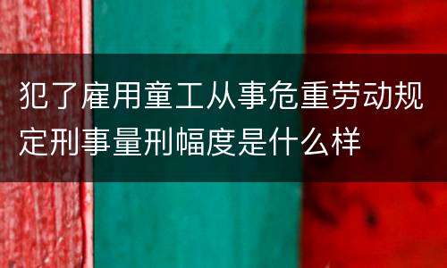 犯了雇用童工从事危重劳动规定刑事量刑幅度是什么样