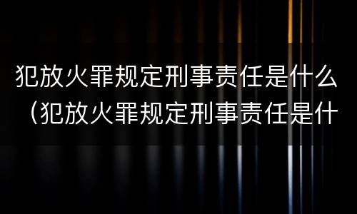 犯放火罪规定刑事责任是什么（犯放火罪规定刑事责任是什么意思）
