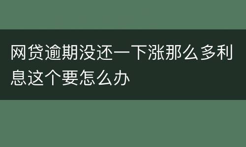网贷逾期没还一下涨那么多利息这个要怎么办