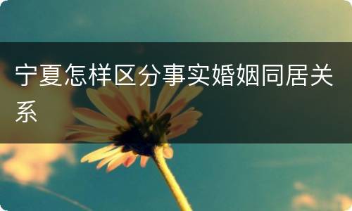 宁夏怎样区分事实婚姻同居关系