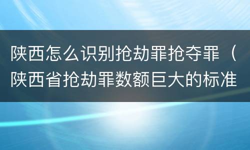 陕西怎么识别抢劫罪抢夺罪（陕西省抢劫罪数额巨大的标准）