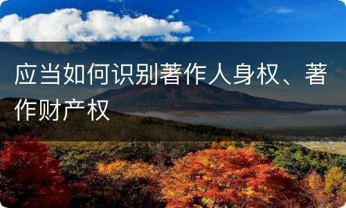 应当如何识别著作人身权、著作财产权