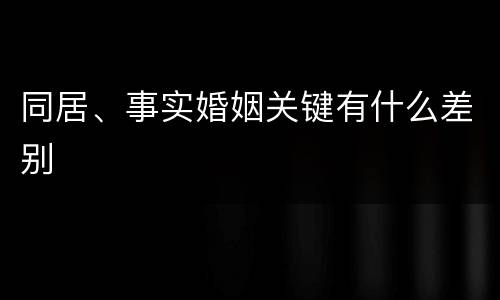 同居、事实婚姻关键有什么差别