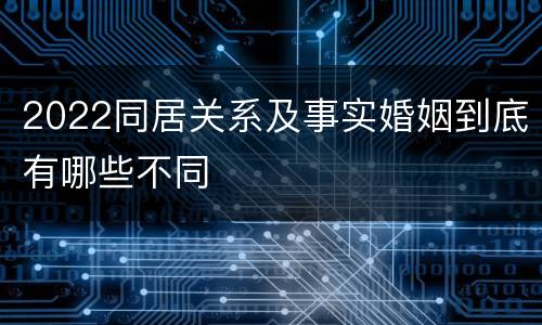 2022同居关系及事实婚姻到底有哪些不同