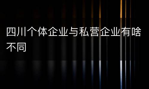 四川个体企业与私营企业有啥不同